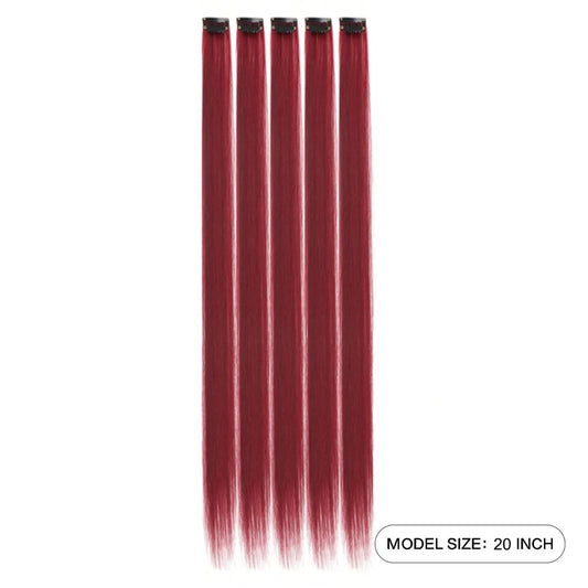 LuckeLadybug LLC Synthetic Clip In Hair Extensions in 20 Inch Long Straight Style for Versatile Looks