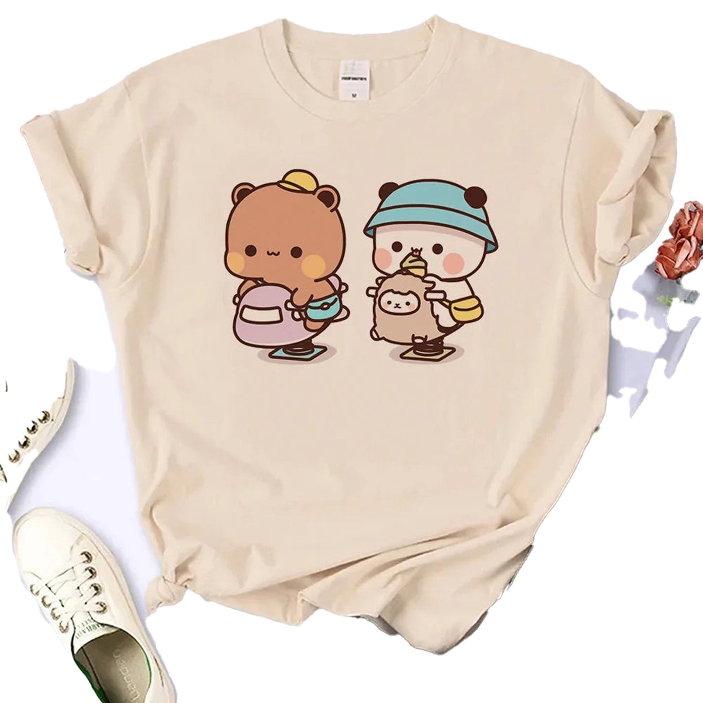 Bubu And Dudu Women's Funny 2000s Style Graphic Top – On-Model View