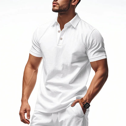 Mens Solid Color Polo Shirt Trendy Style