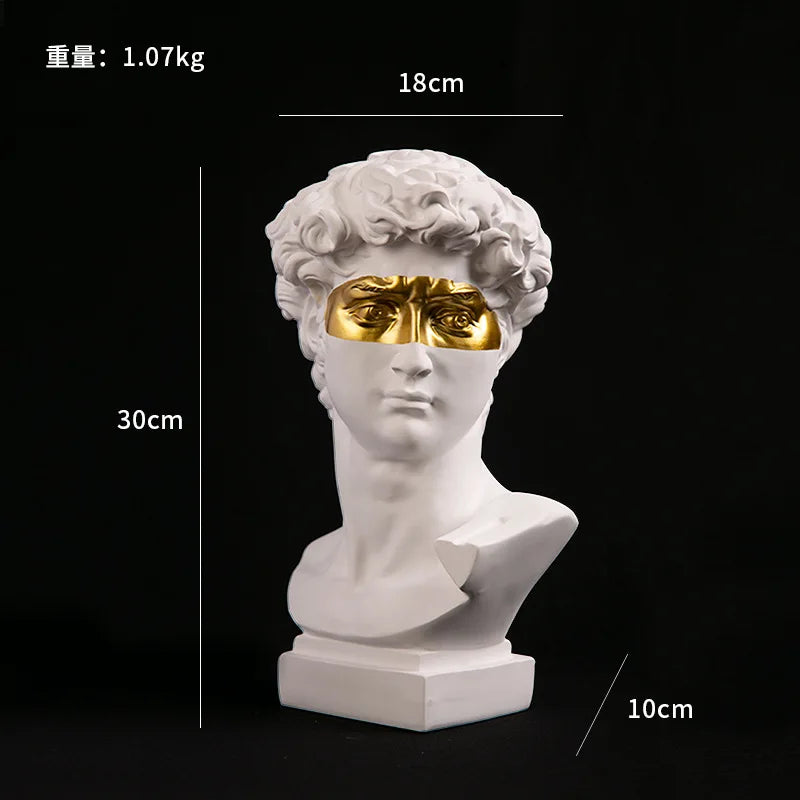 European Modern David Head Resin Art Sculpture