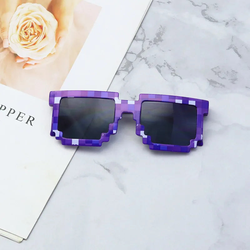 Pixel Mosaic Thug Life Square Sunglasses for Kids