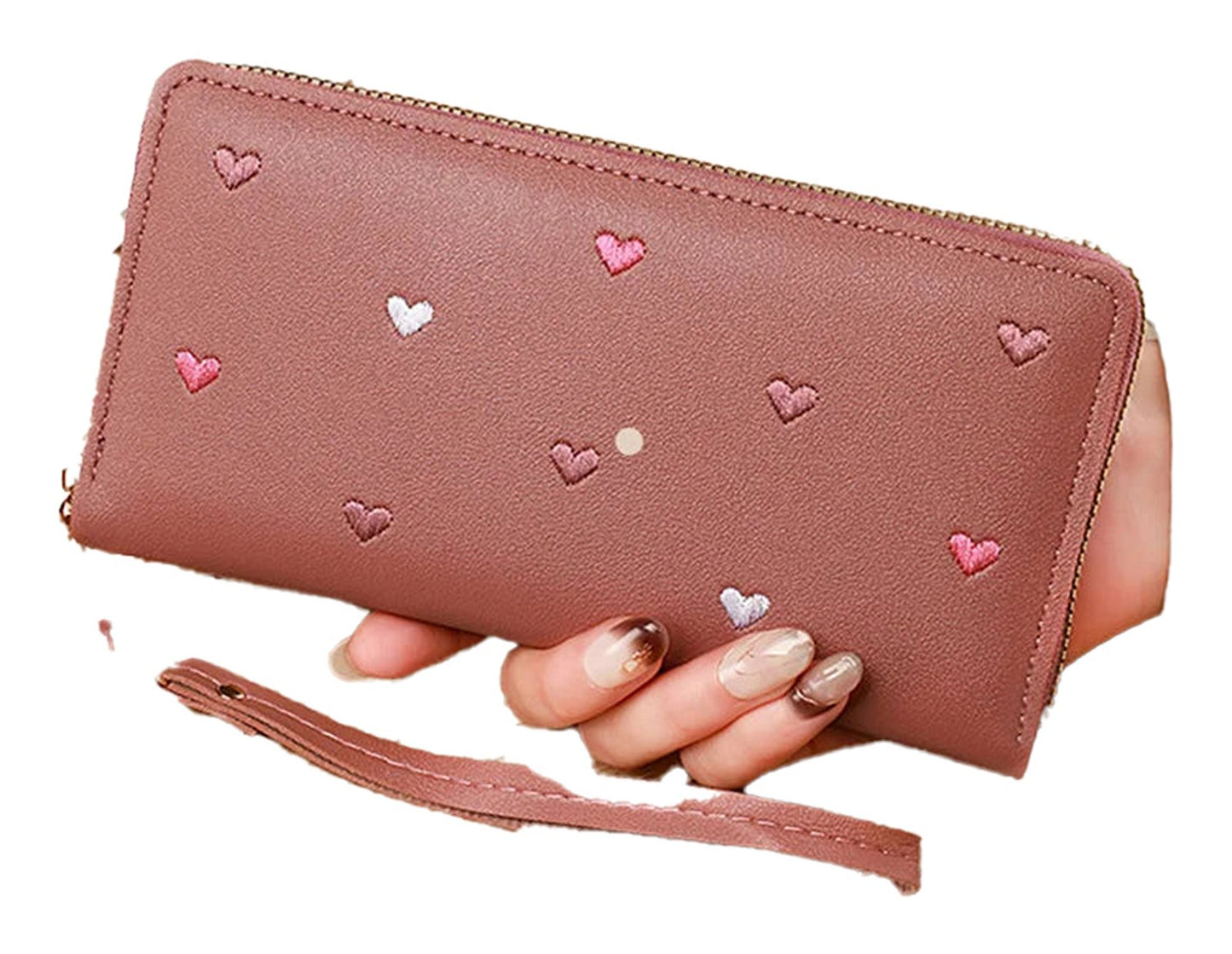 Womens Love Heart Wallet Wristlet