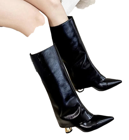Designer Pointed Toe Knee High Boots