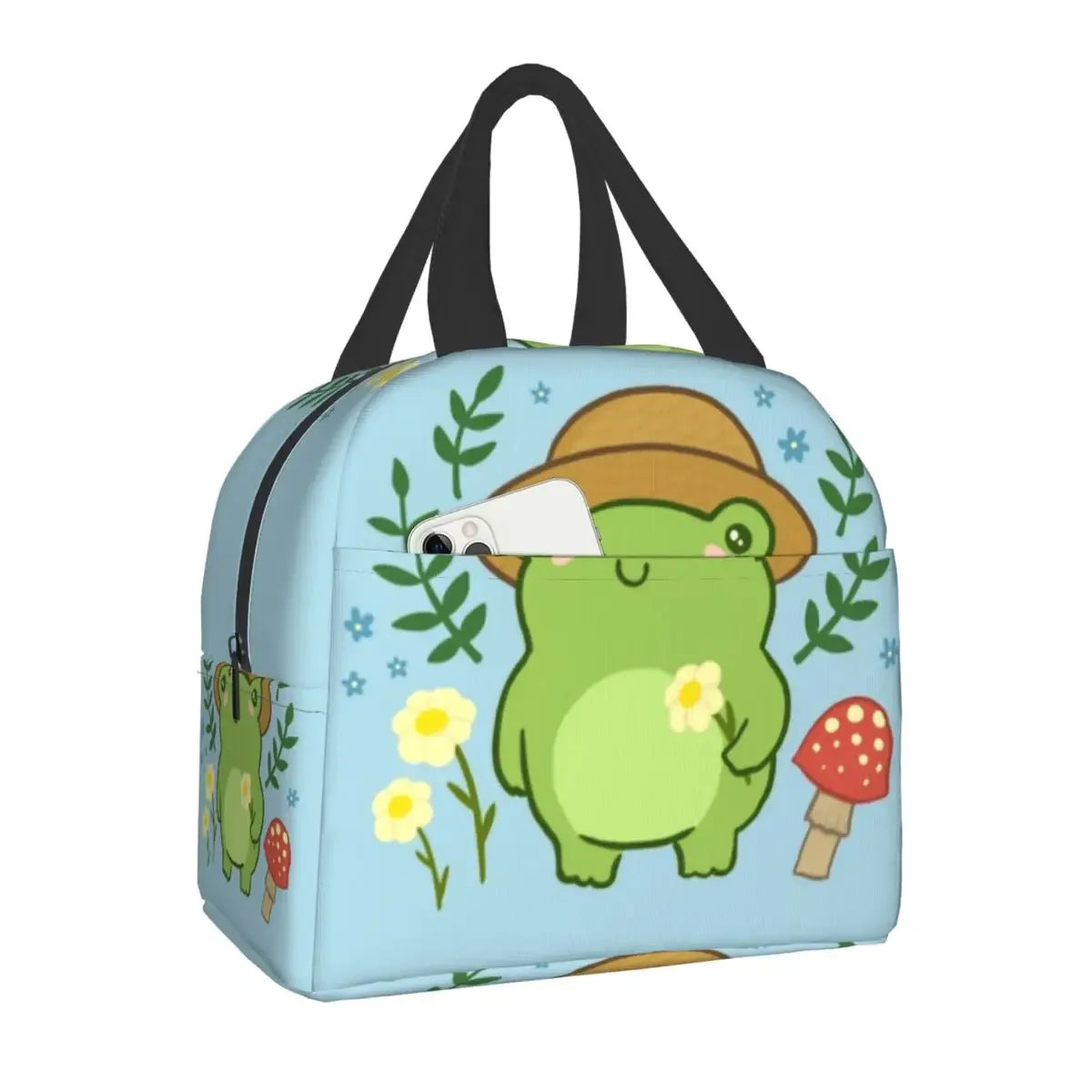 Cottagecore Aesthetic Cute Vintage Frog and Snail Thermal Insulated Lunch Bag