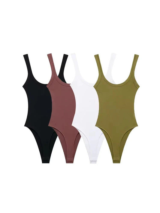 Skinny Ribbed Bodysuit For Women 4 Pack