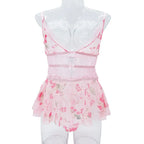 Crotchless Lingerie Floral Bodysuit