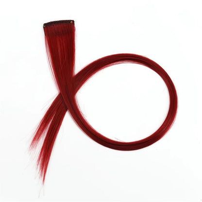 LuckeLadybug LLC synthetic clip in hair extensions in vibrant red, long and straight for easy styling
