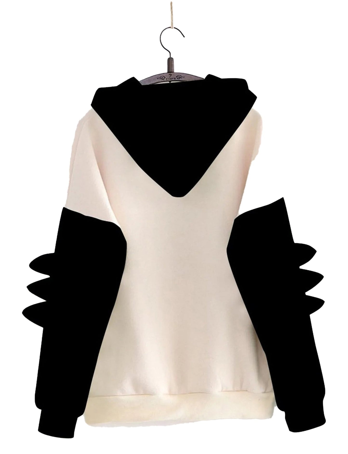Kawaii dinosaur hoodie for women with black sleeves and spikes for a unique stylish look