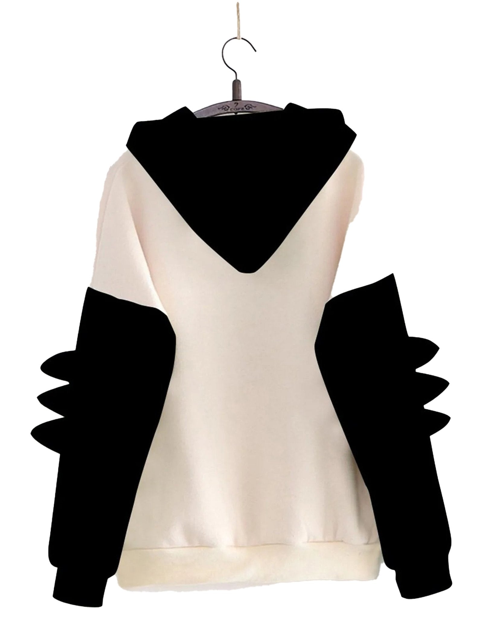 Kawaii dinosaur hoodie for women with black sleeves and spikes for a unique stylish look