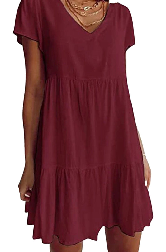 Womens V-Neck Mini Dress In Various Colors