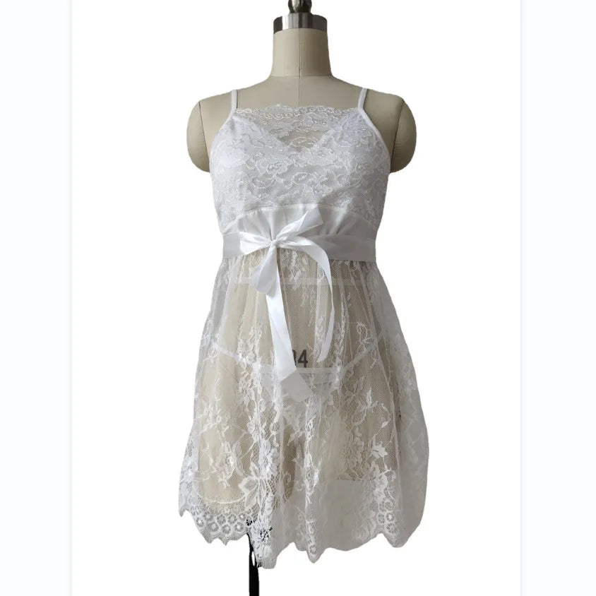 Plus Size Lingerie Babydoll with Lace Trim