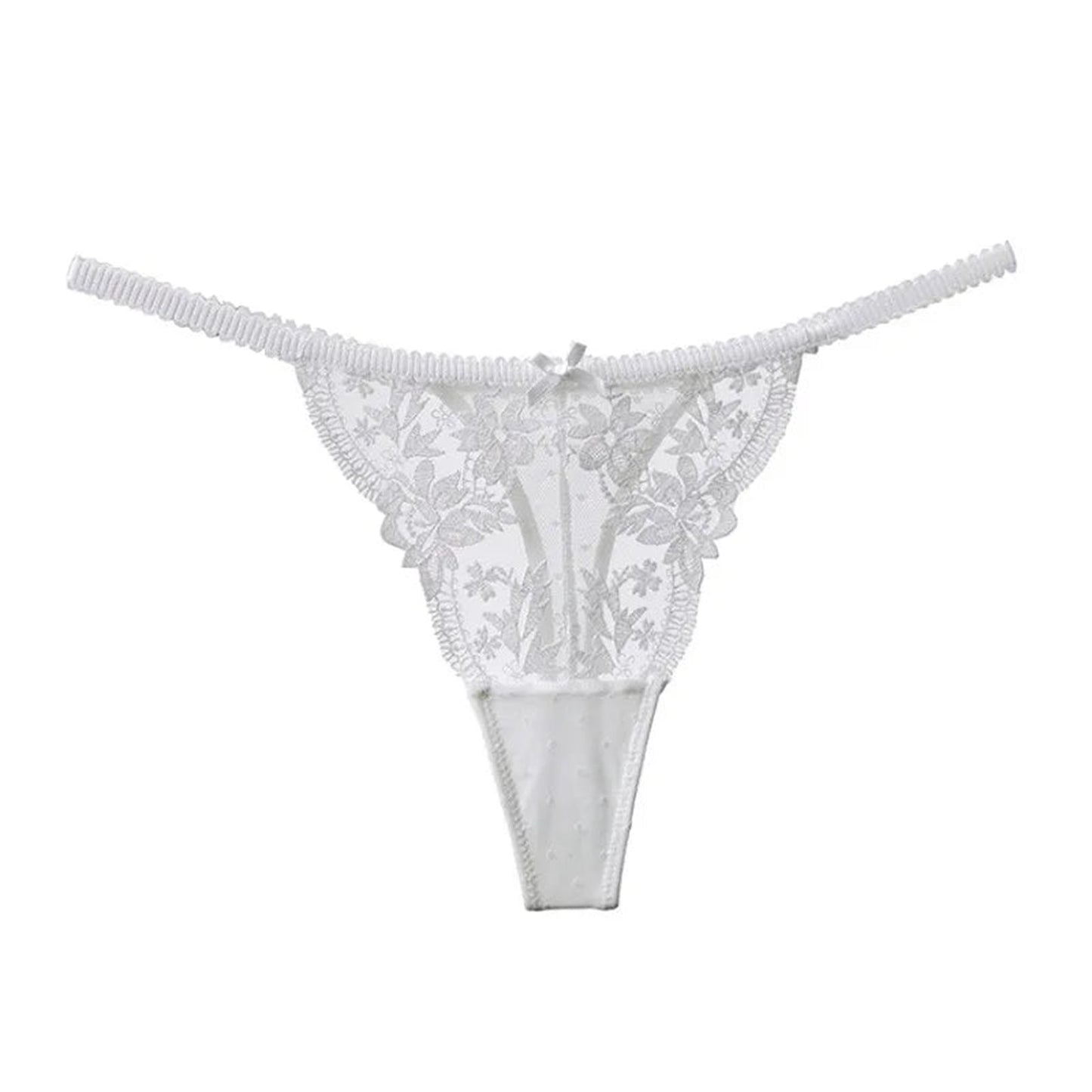 Front View of French Lace Christmas Tanga - Size S-XL
