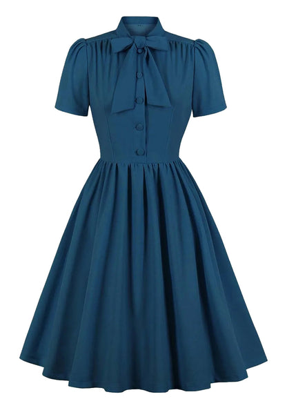 LuckeLadybug Vintage Blue Pleated Dress 2025