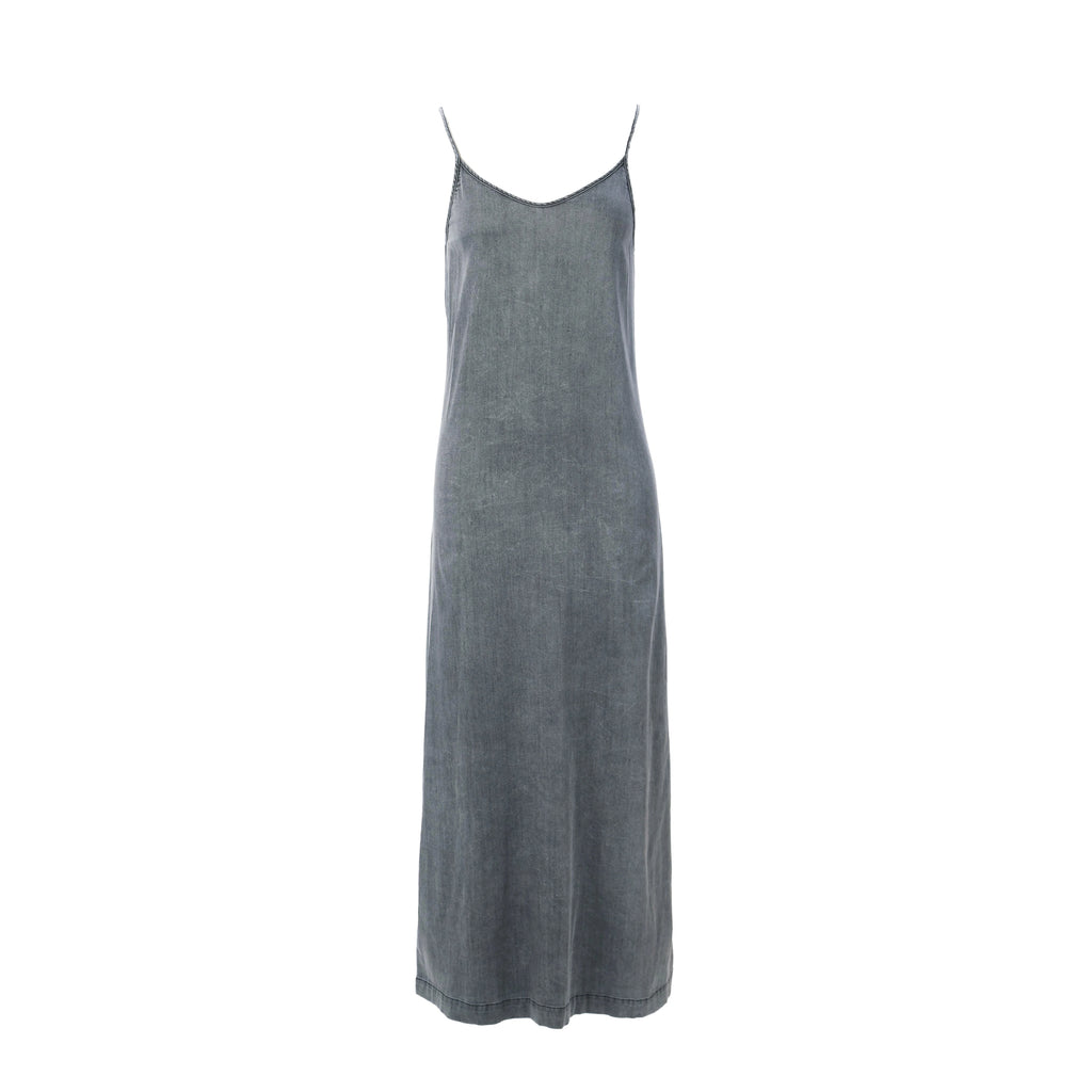 Womens Lightweight Denim Wrap Blouse and Slip Dress Set