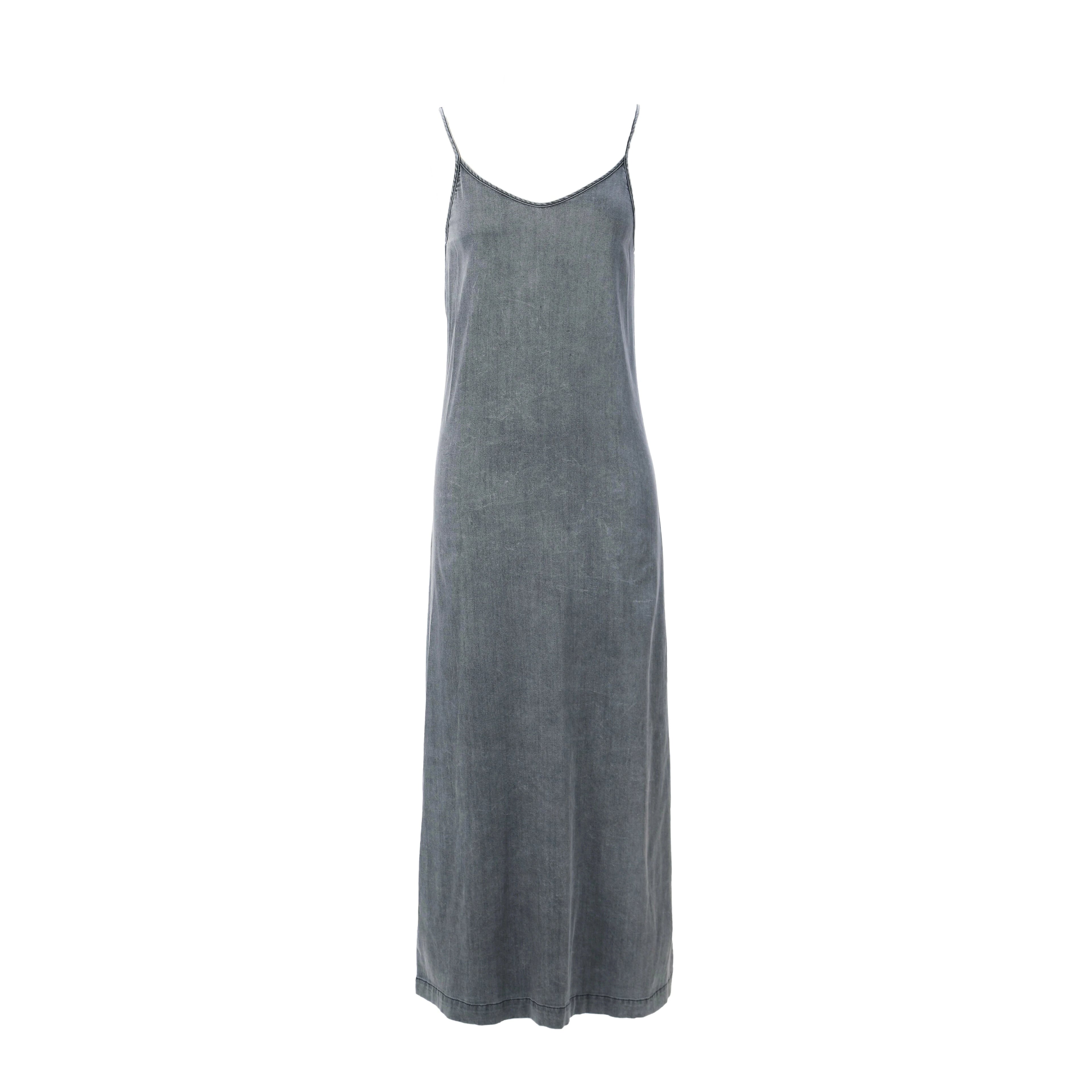 Womens Lightweight Denim Wrap Blouse and Slip Dress Set