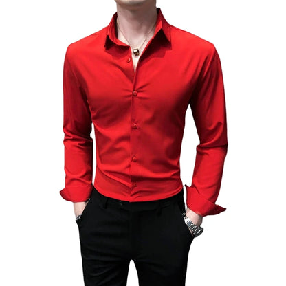 Mens Slim Fit Red Dress Shirt