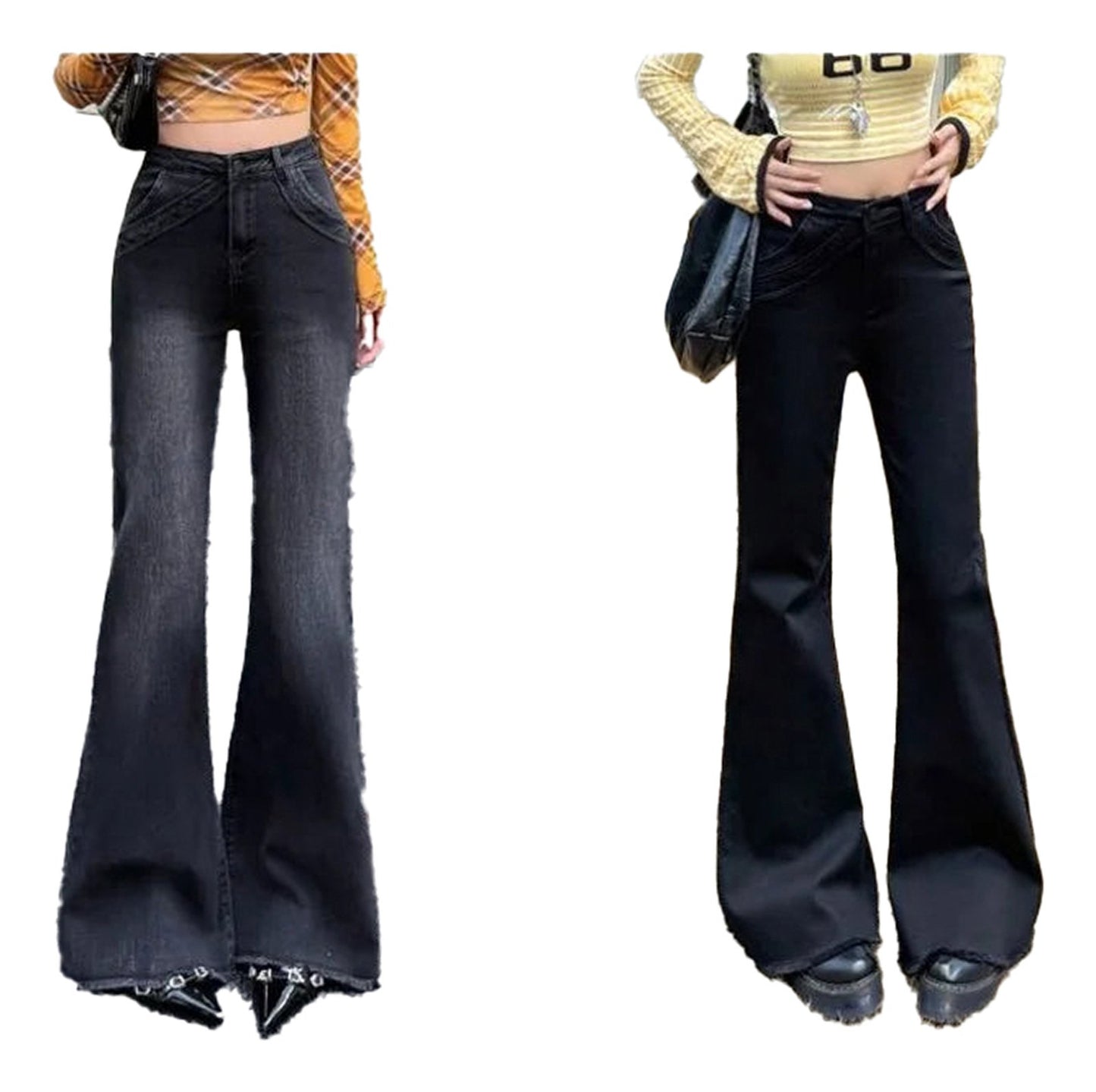 Womens Flared Jeans Retro Style