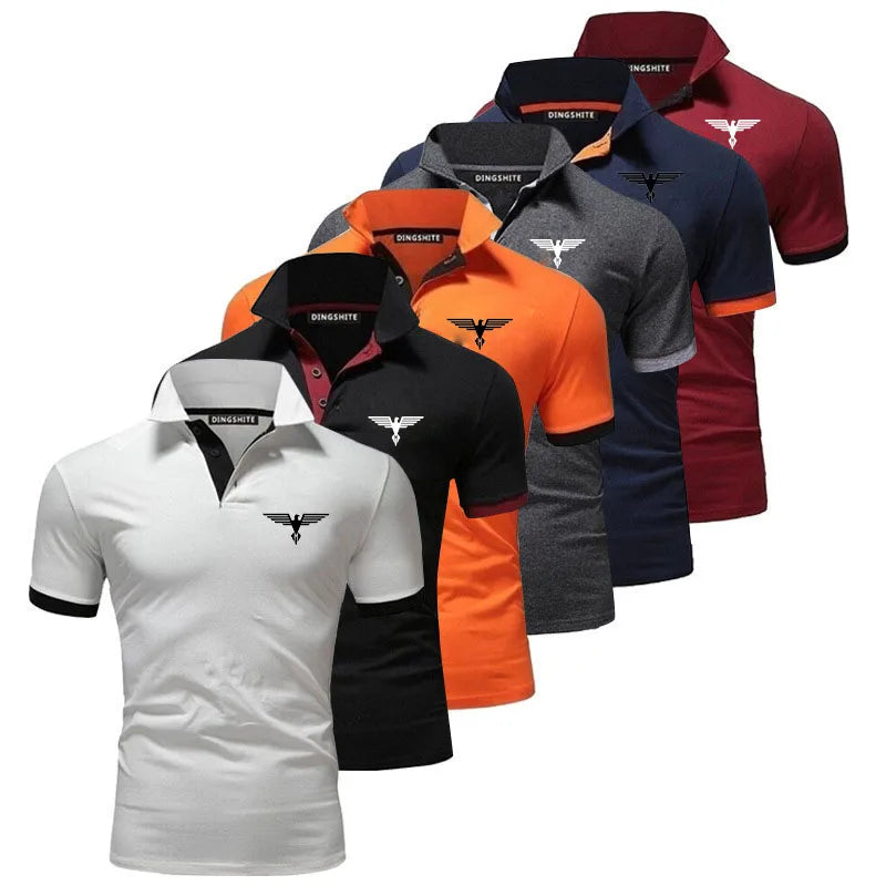 Variety of men's business casual polo shirts in different colors and styles from LuckeLadybug LLC