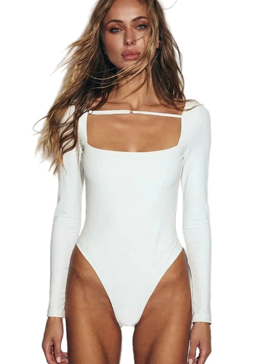 Square Collar Bodysuit For Women