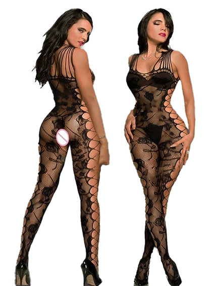 Sexy Rhinestone Fishnet Bodysuit