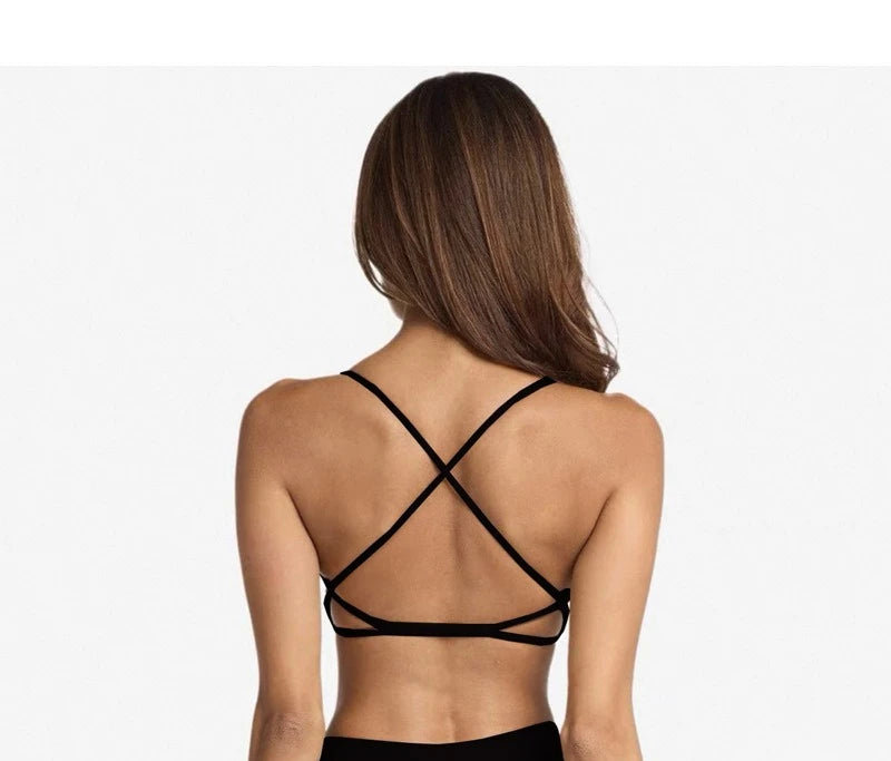 Crisscross Back Padded Sports Bra and High Waist Biker