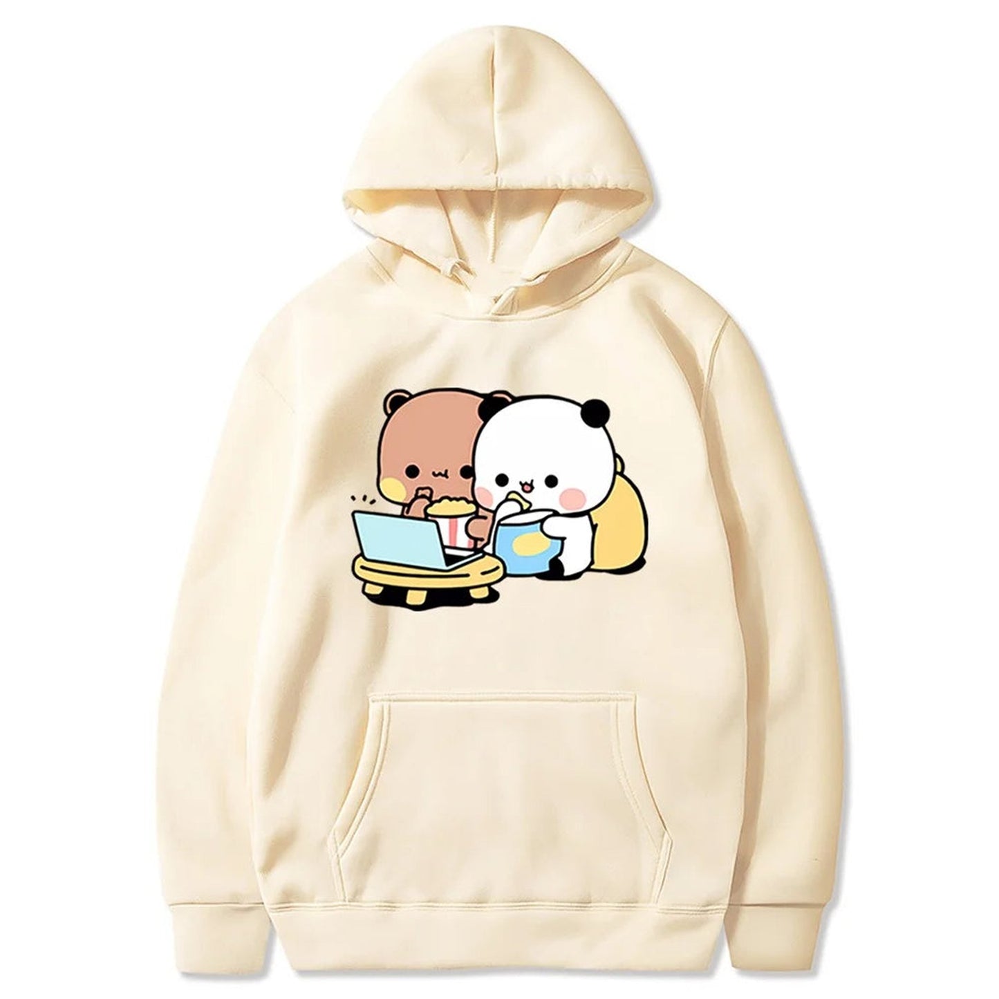 Close-Up of Cute Cartoon Panda Hoodie for Couples