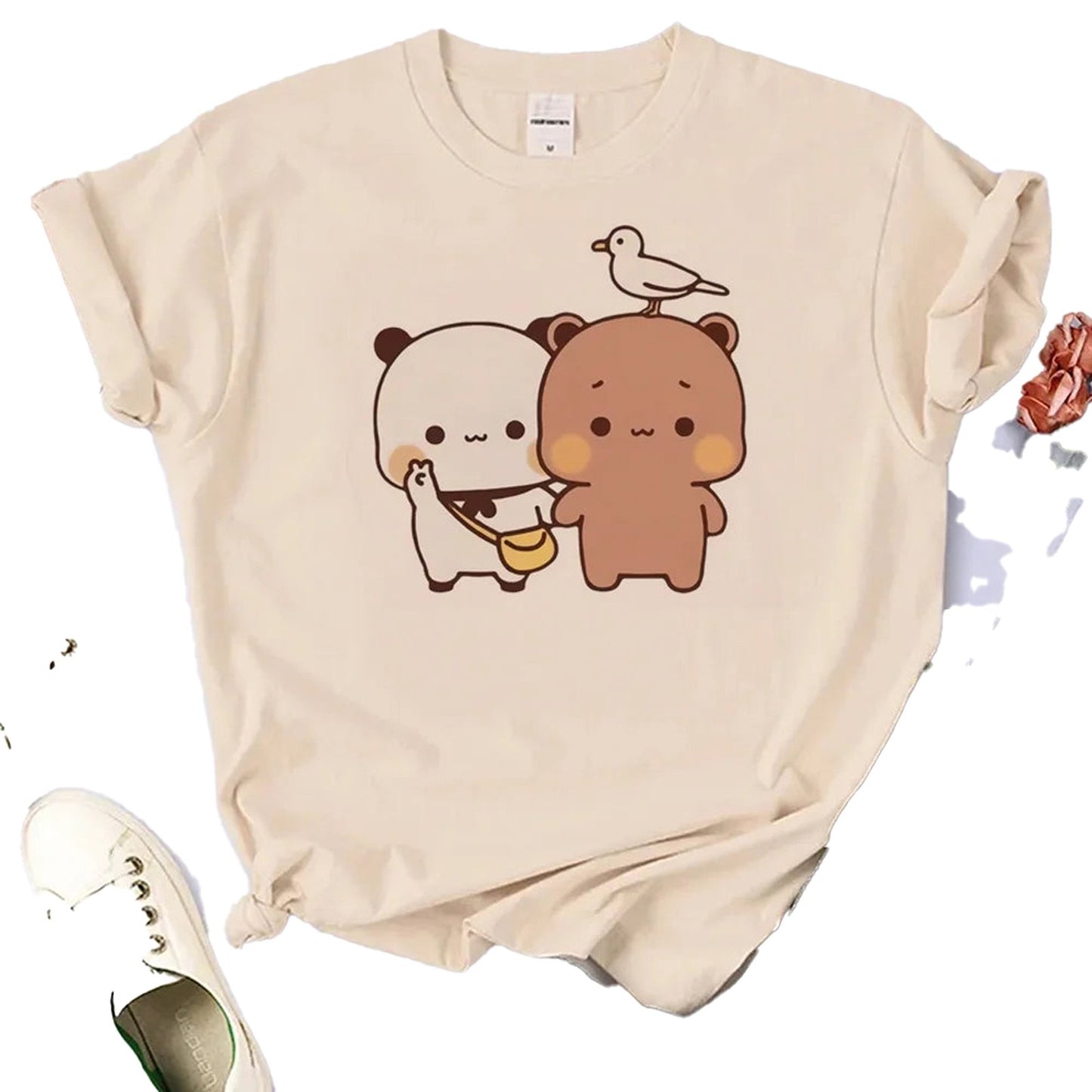 Bubu And Dudu Women's Funny 2000s Style Graphic Top – Fabric Texture