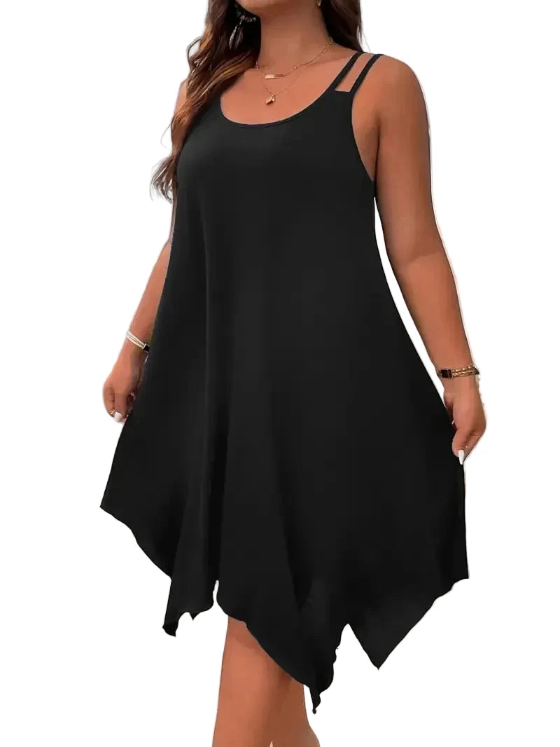 Plus Size Womens Asymmetrical Hem Midi Sundress