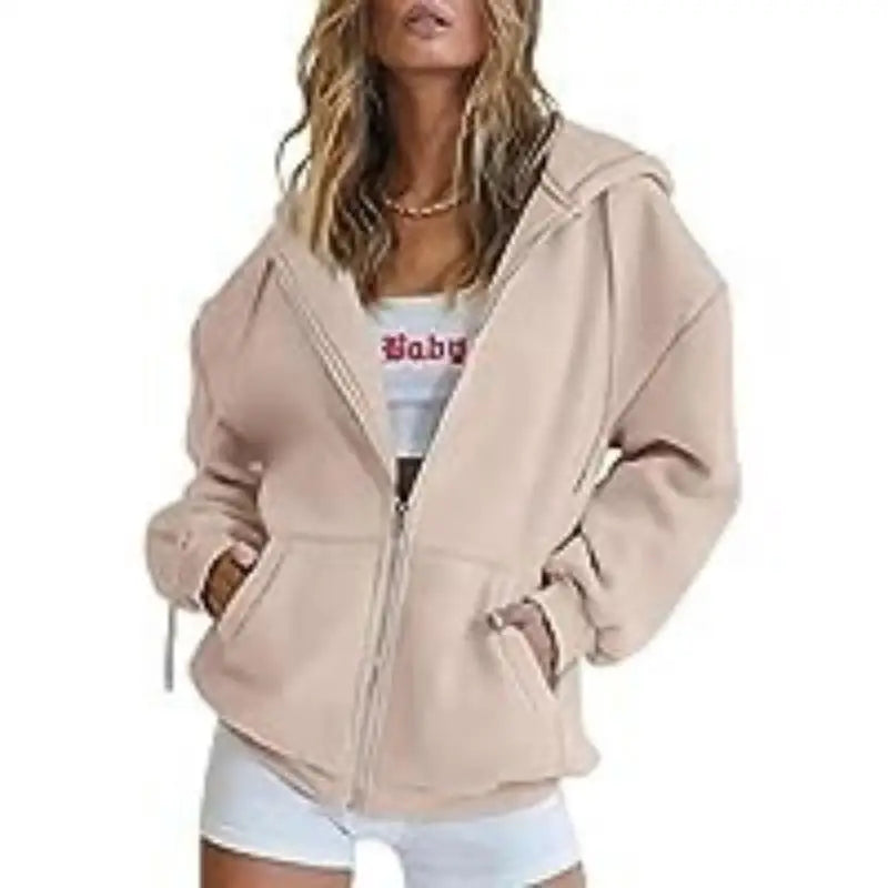 Oversized Zip Up Hoodie For Women