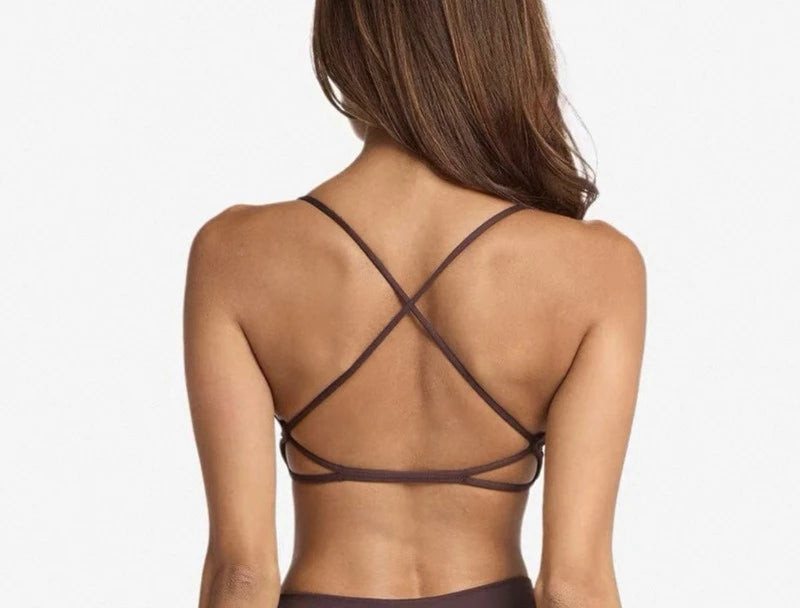 Crisscross Back Padded Sports Bra and High Waist Biker