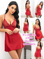 Babydoll Lingerie in Satin Red