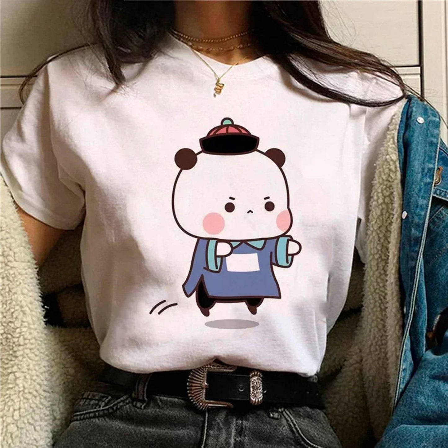 Funny Anime Graphic Tee for Women in Natural Light