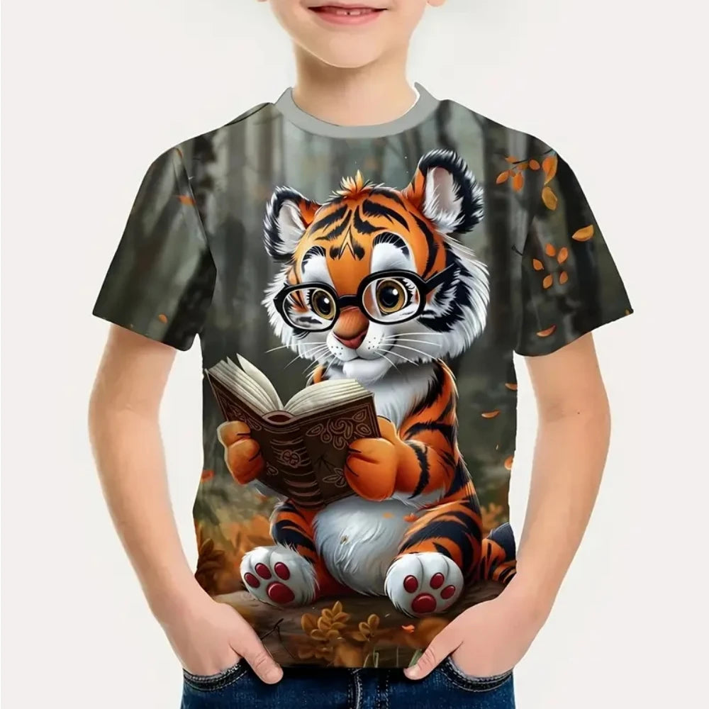 Boys Cartoon Tiger T-Shirt With Soccer Design