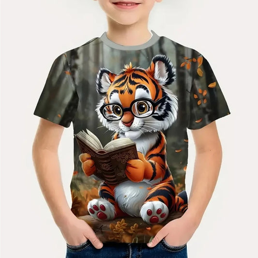 Boys Cartoon Tiger T-Shirt With Soccer Design