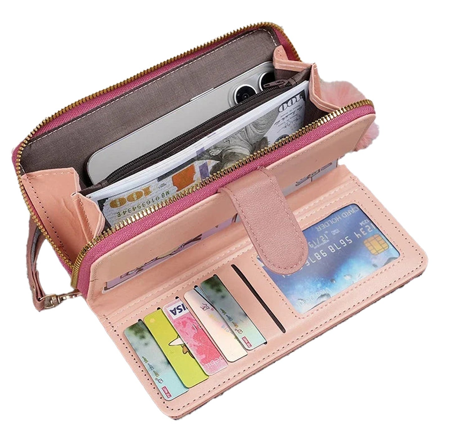 Womens Long Zipper Wallet With Wristlet