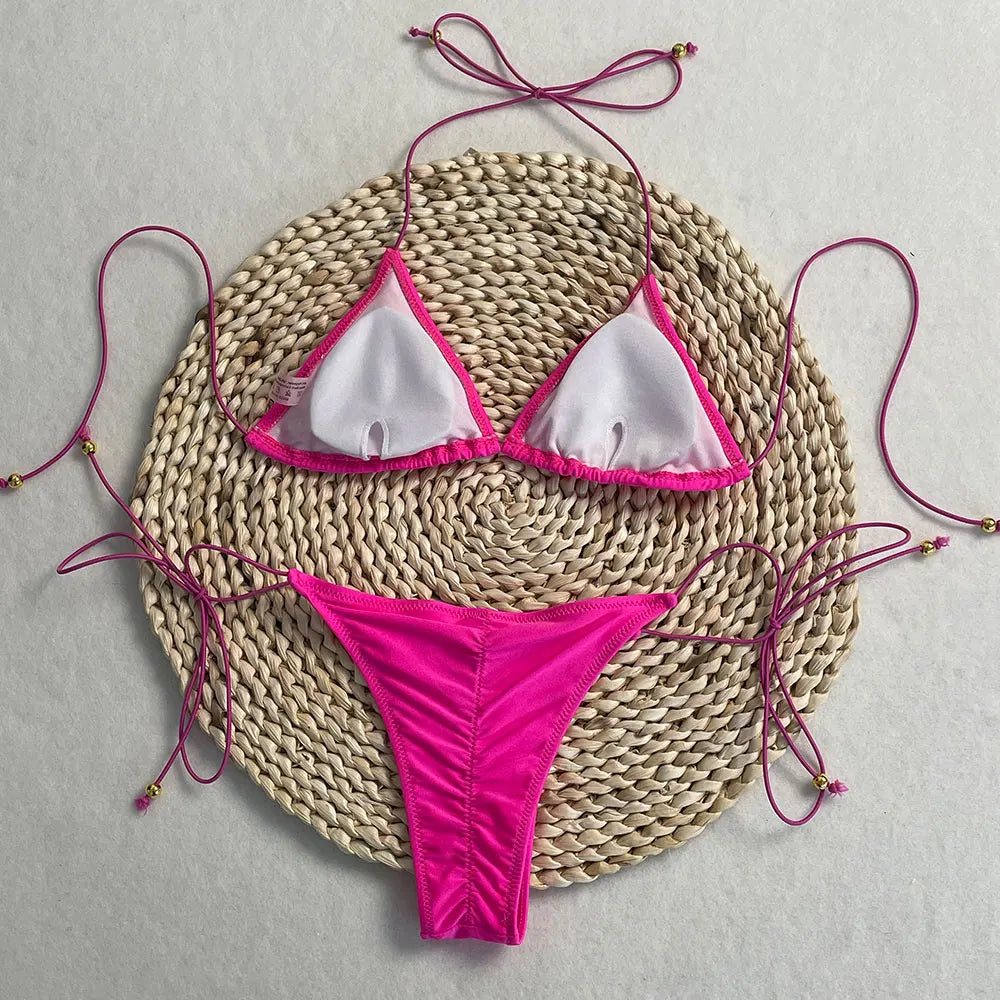 Swimwear Swimsuit: Trendy Pink Bikini Set
