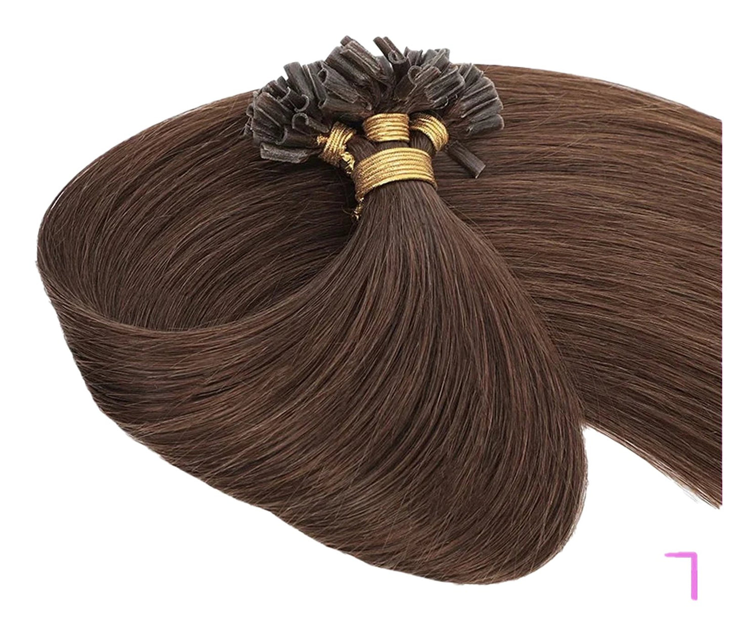 LuckeLadybug LLC U tip hair extensions human hair in long straight brown for seamless styling
