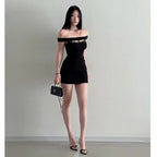 Black Off-Shoulder Dress for Wedding Party Guest