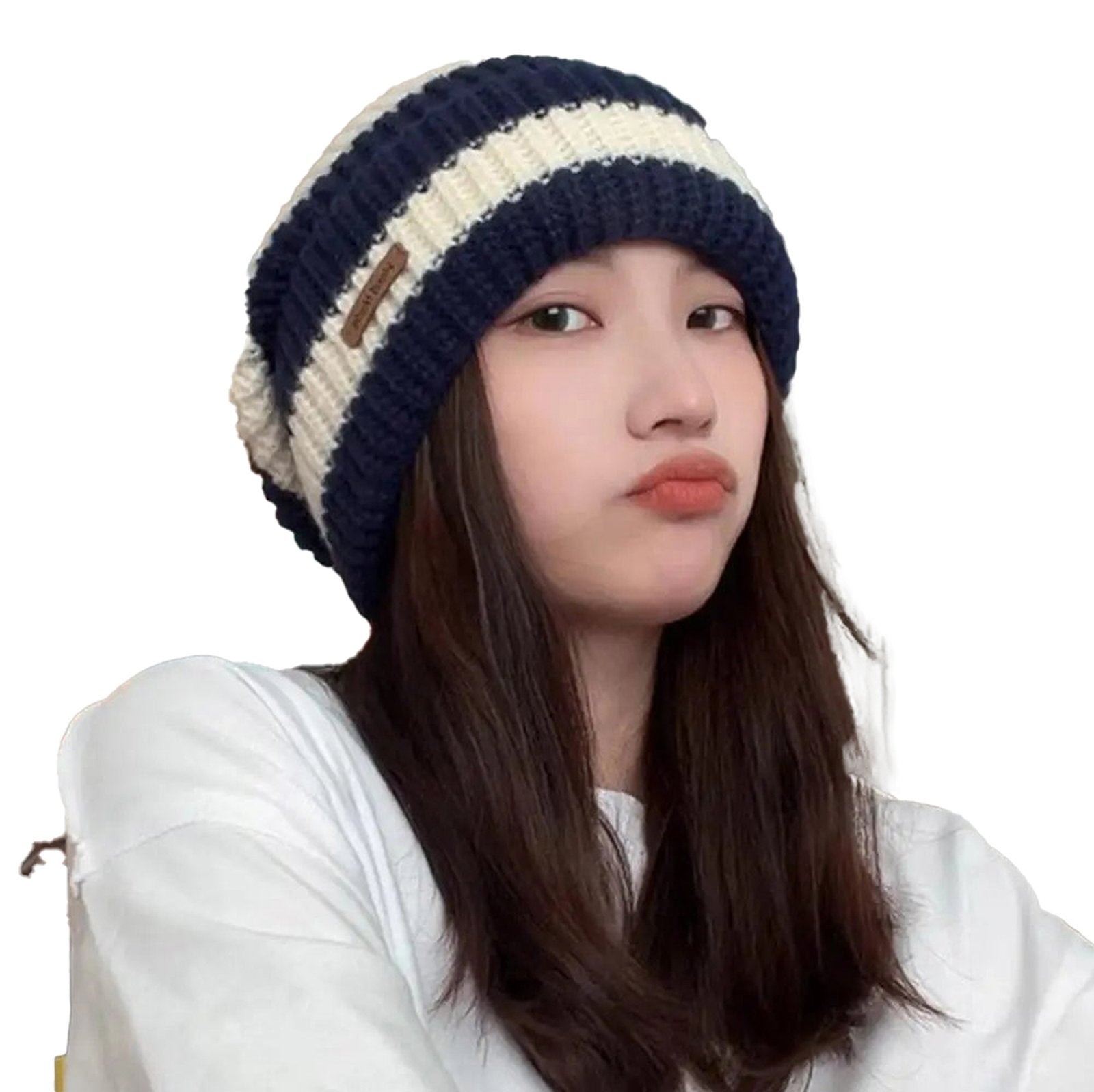 Striped Beanie Winter Hat For Women