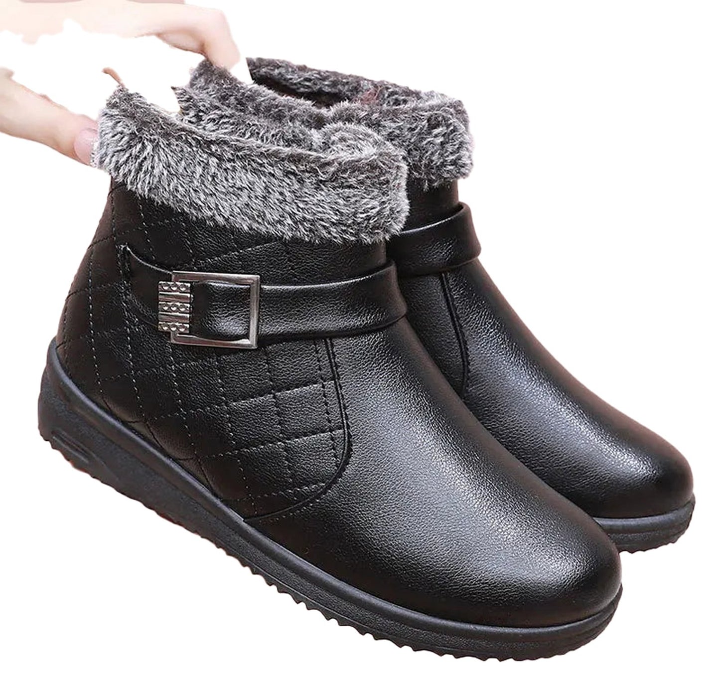 Womens Faux Fur Ankle Boots Stylish Comfort