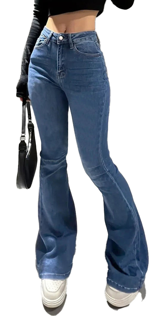 Womens Slim Flare Jeans Trendy Fit