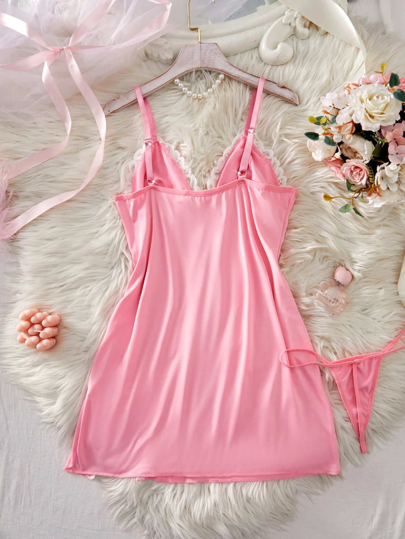 Red Lace Babydoll Nightgown Set