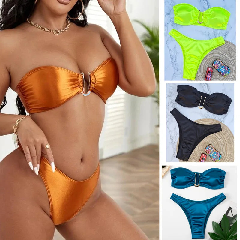 Bikini: Trendy High-Waisted Two-Piece