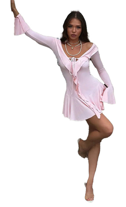 White Ruffled Mini Dress For Women