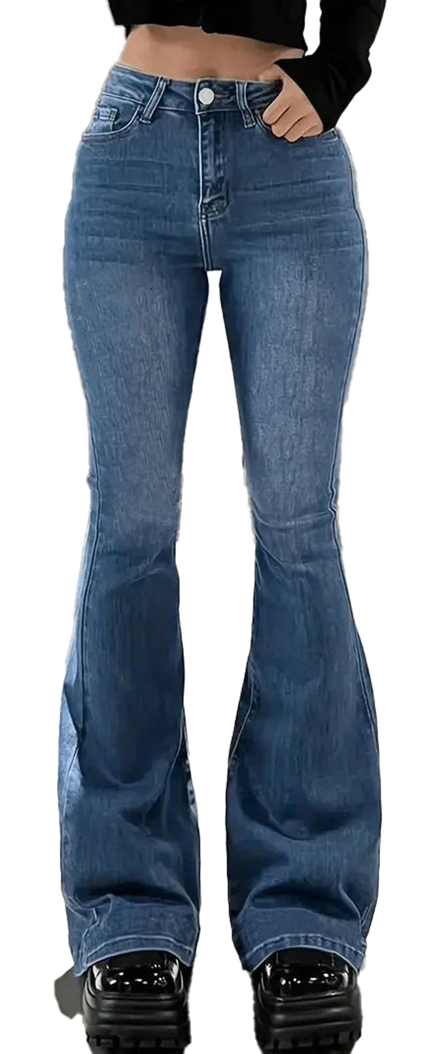 Womens Slim Flare Jeans Trendy Fit
