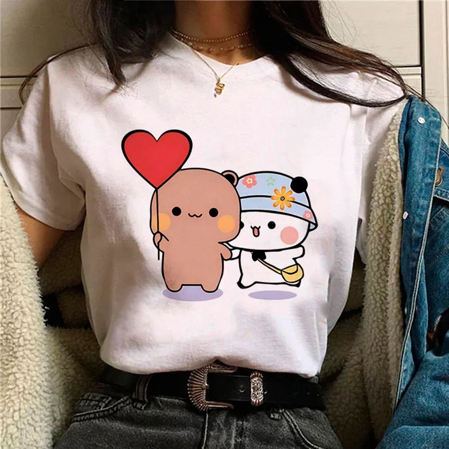 Detail of Funny Anime Graphic Tee for Women