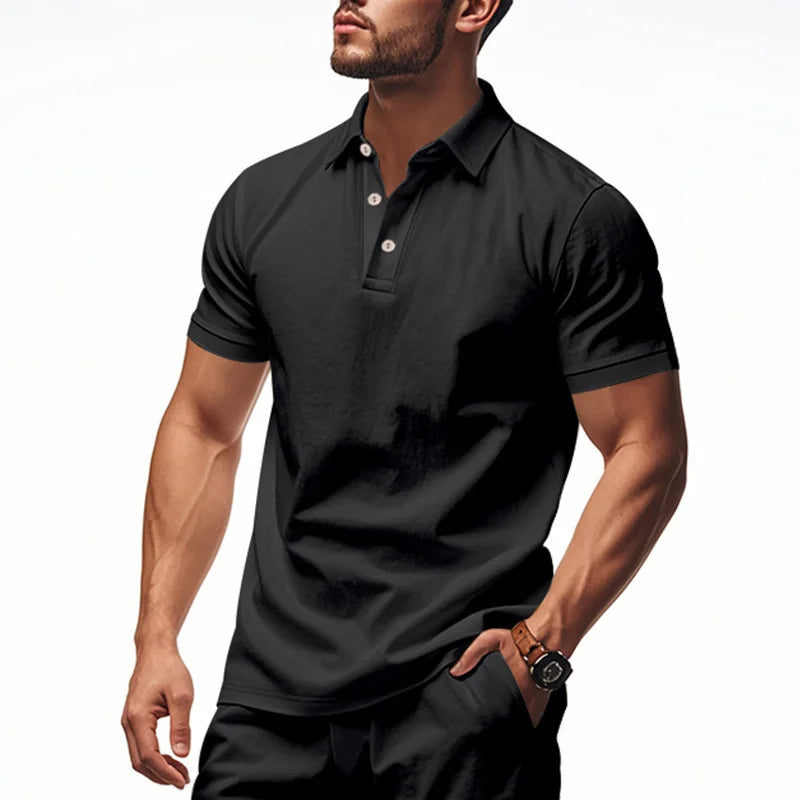 Mens Solid Color Polo Shirt Trendy Style