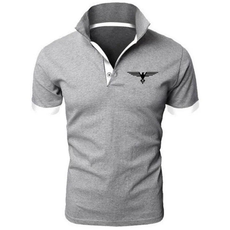 LuckeLadybug men's business casual polo shirt in gray with stylish collar and logo detail