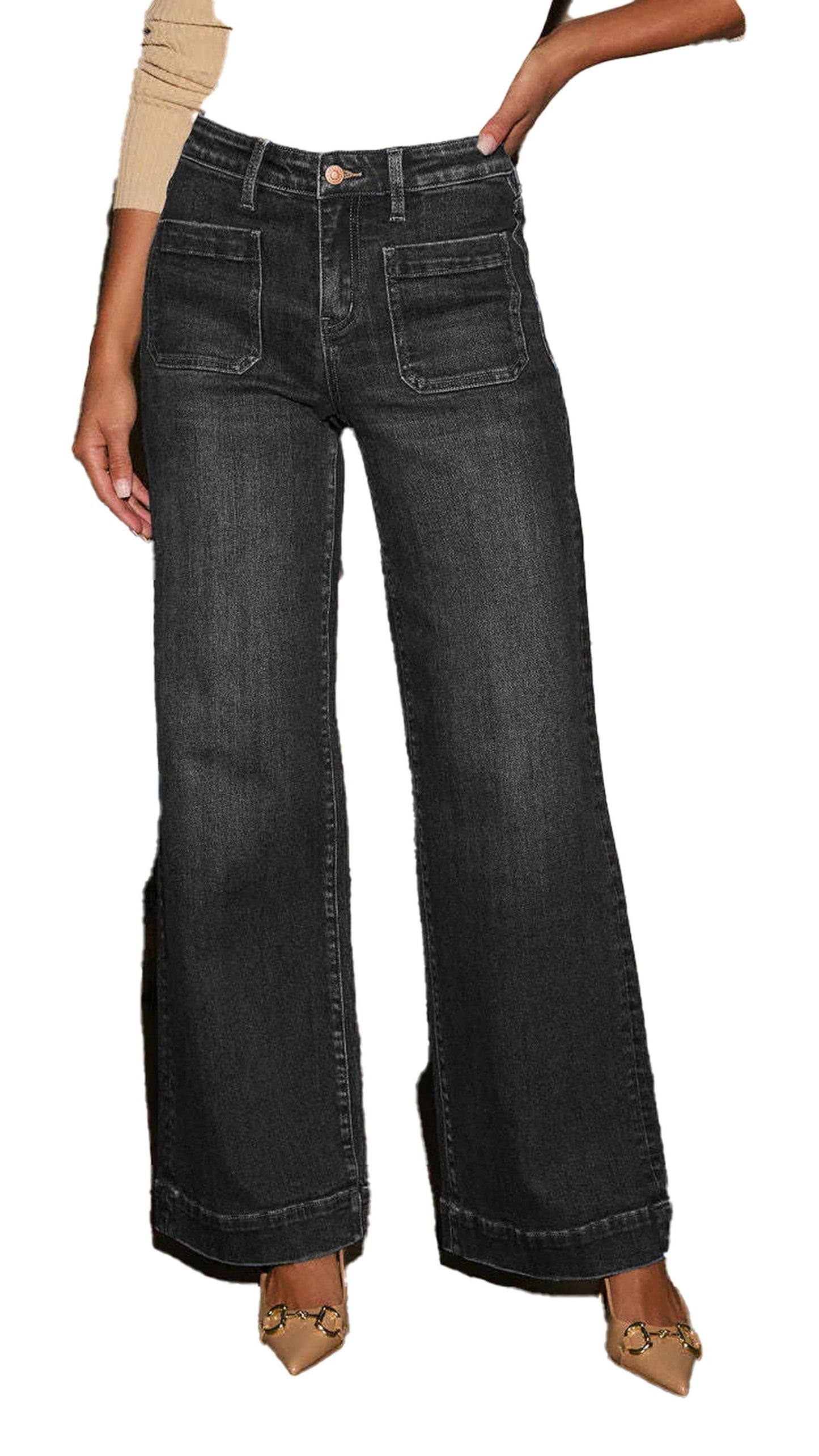 Womens High Waisted Wide Leg Jeans