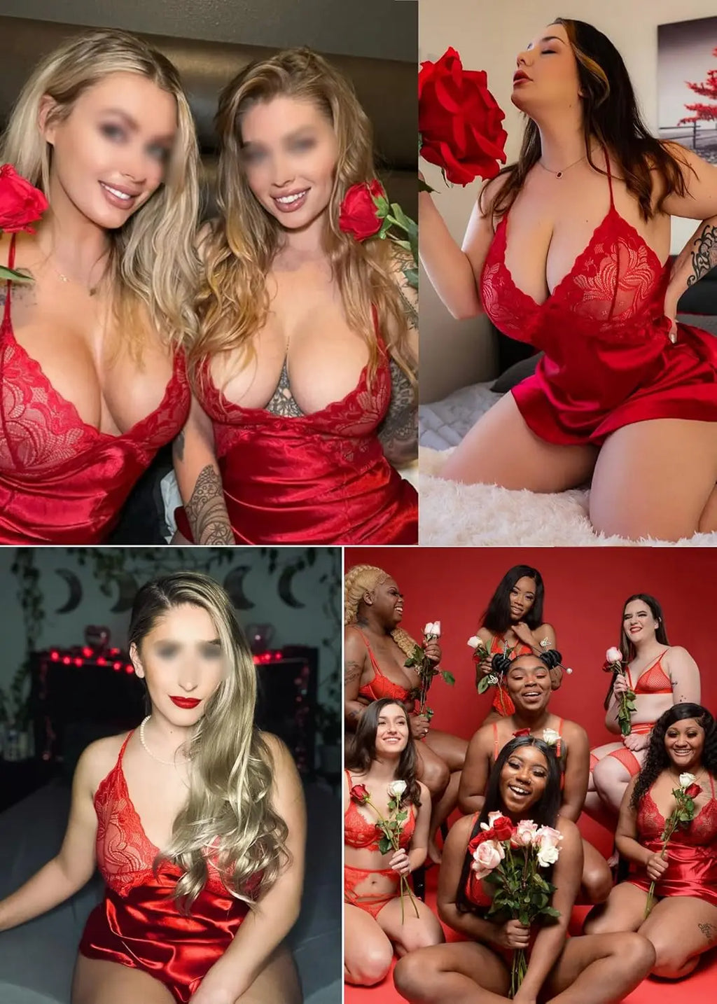 Babydoll Lingerie in Satin Red